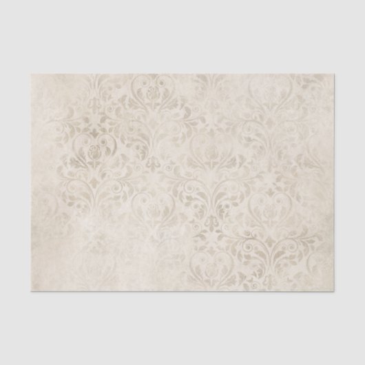 Ivoor en witte vintage damast tissuepapier (Voorkant)