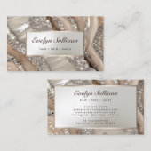Ivoor en zilver glitter marmer visitekaartje (Voorkant / Achterkant)