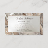 Ivoor en zilver glitter marmer visitekaartje (Achterkant)