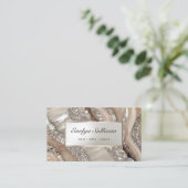 Ivoor en zilver glitter marmer visitekaartje (Staand voorkant)