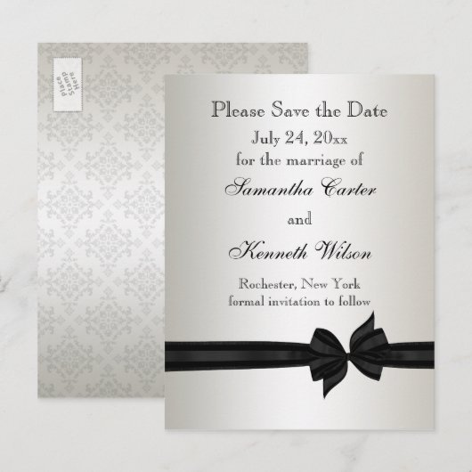 Ivoor en zwart Damascus bruiloft uitnodigingen (Voorkant / Achterkant)
