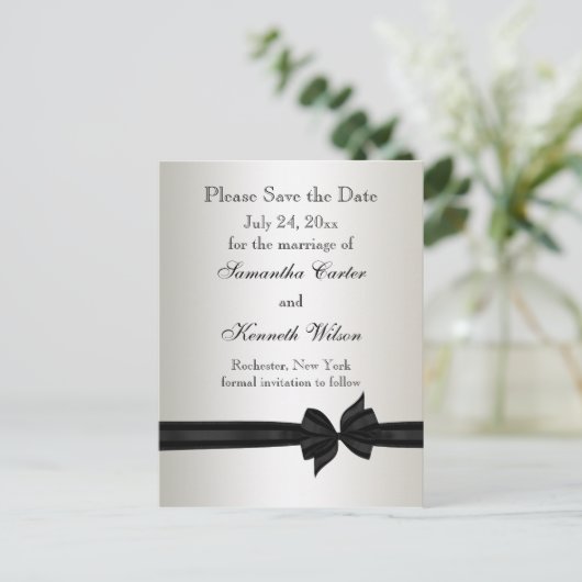 Ivoor en zwart Damascus bruiloft uitnodigingen (Staand voorkant)