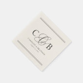 Ivoor en zwart Elegante Initialen Monogram Trouwen Servet (Hoek)