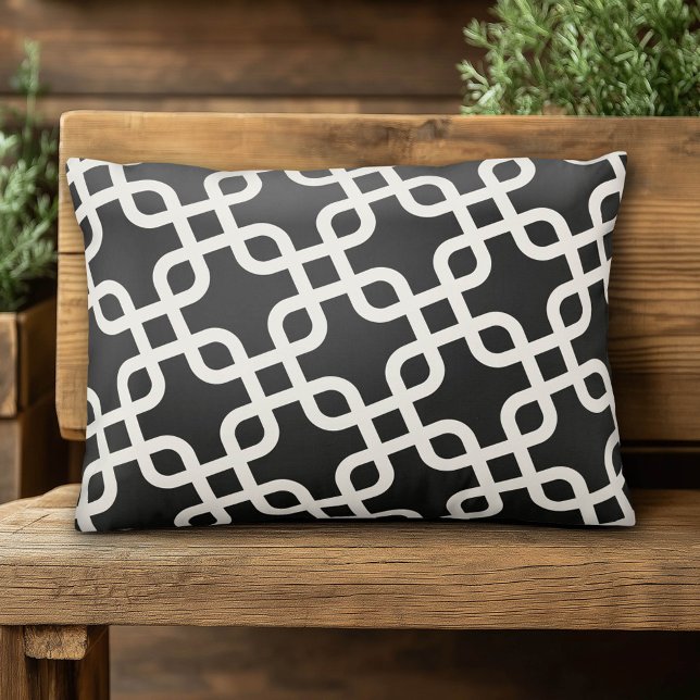 Ivoor en zwart patroon accent kussen (Custom Pillow)