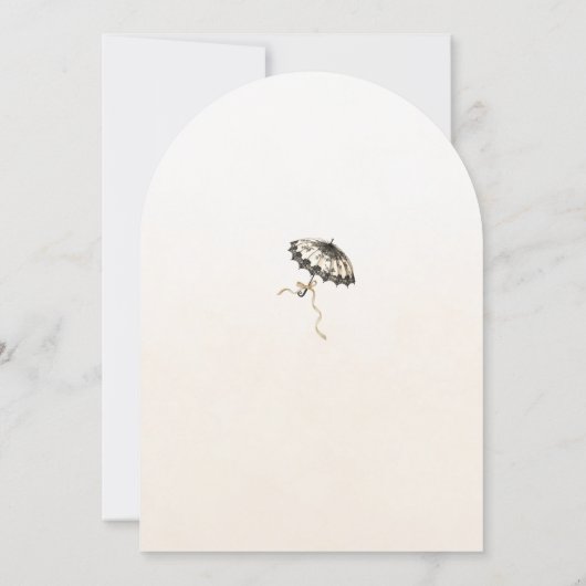 Ivoor en zwarte paraplu en lint Vrijgezellenfeest Kaart (Achterkant)