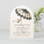 Ivoor en zwarte paraplu en lint Vrijgezellenfeest Kaart (Staand voorkant)