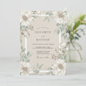 Ivoor Eucalyptus Magnolia Bruiloft Kaart (Staand voorkant)