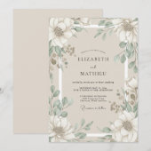 Ivoor Eucalyptus Magnolia Bruiloft Kaart (Voorkant / Achterkant)