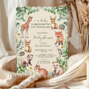 Ivoor Eucalyptus Woodland Leuke Dieren Baby shower Kaart