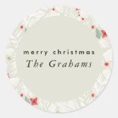 Ivoor Feestelijke Botanische Vakantie Ronde Sticker (Voorkant)