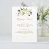 ivoor floral bruiloft informatiekaartje (Staand voorkant)