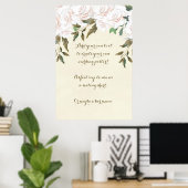 ivoor floral custom bruiloft poster (Thuiskantoor)