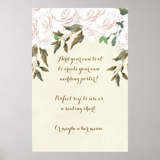 ivoor floral custom bruiloft poster (Voorkant)