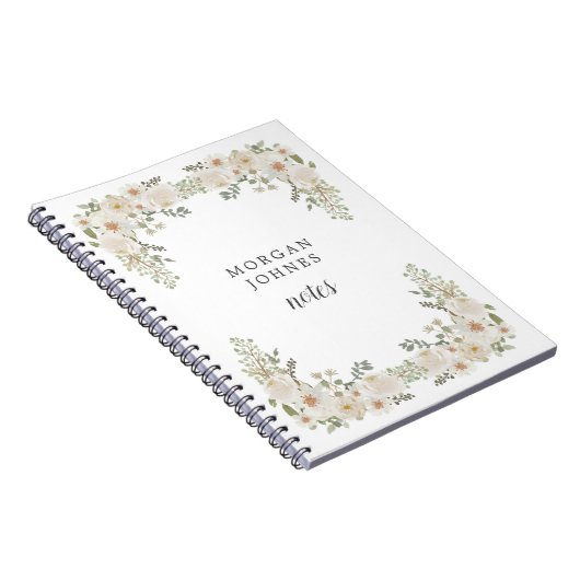 ivoor floral elegant monogram notitieboek (Rechterzijde)