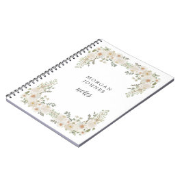 ivoor floral elegant monogram notitieboek