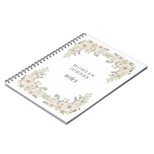 ivoor floral elegant monogram notitieboek