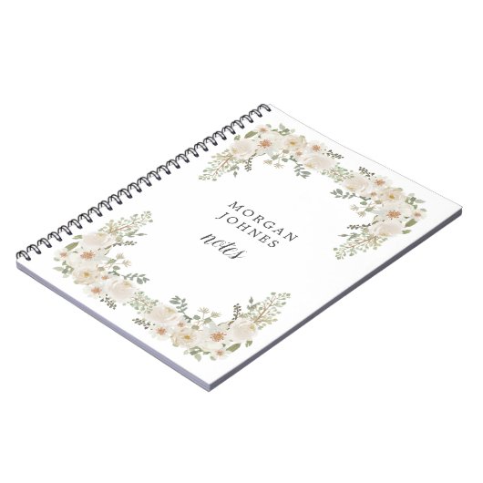 ivoor floral elegant monogram notitieboek (Linkerzijde)
