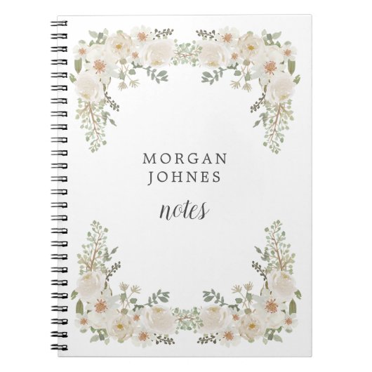 ivoor floral elegant monogram notitieboek (Voorkant)