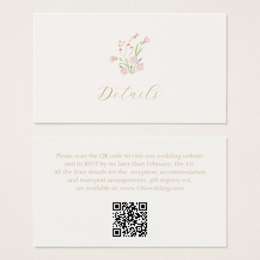 Ivoor Floral Gift Registry Trouwruimte Kaart (Voorkant /achterkant)