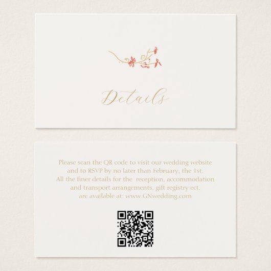 Ivoor Floral Gift Registry Trouwruimte Kaart (Voorkant /achterkant)