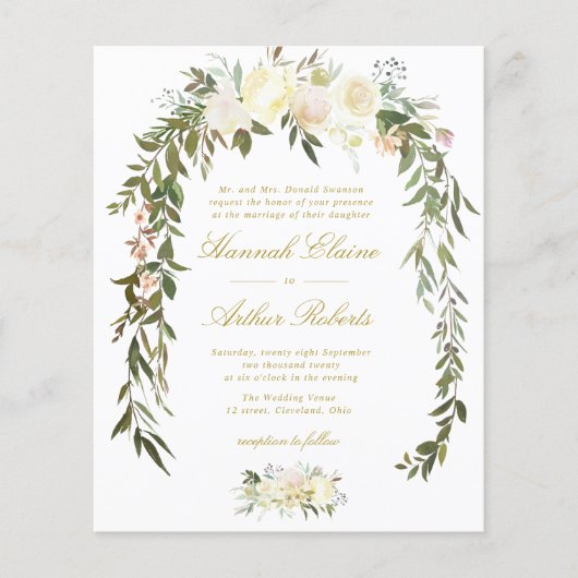 ivoor floral greenery bruiloft uitnodiging (Voorkant)