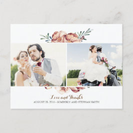 ivoor floral herfst foto bruiloft bedankt voor je  briefkaart