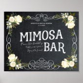 ivoor floral Mimosa Bar Sign. Bq bruiloft enz. Poster (Voorkant)
