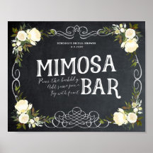 ivoor floral Mimosa Bar Sign. Bq bruiloft enz.