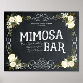 ivoor floral Mimosa Bar Sign. Bq bruiloft enz. Poster