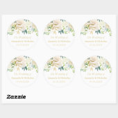 Ivoor Floral Rozen bruiloft gepersonaliseerd Ronde Sticker (Vel)