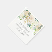 Ivoor Floral Rozen bruiloft gepersonaliseerd Servet (Hoek)