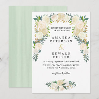 Ivoor Floral Rozen Garland bruiloft blush mint Kaart