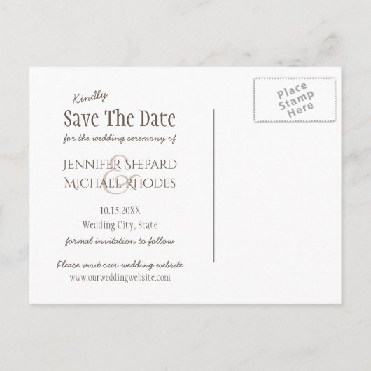 ivoor floral simpel elegant bruiloft met uitzonder aankondigingskaart (Achterkant)