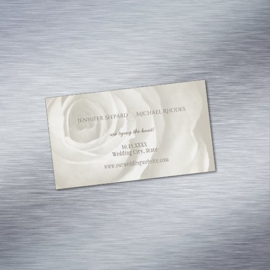 ivoor floral simpel elegant bruiloft met uitzonder visitekaartje magneet (Voorbeeld)