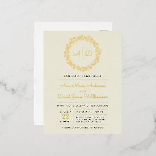 Ivoor   Floral Wreath Wedding Folie Uitnodiging Briefkaart