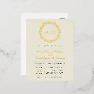 Ivoor | Floral Wreath Wedding Folie Uitnodiging Briefkaart