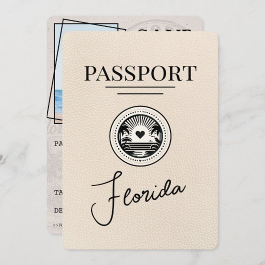 Ivoor Florida Passport Bewaar de datum Save The Date (Voorkant / Achterkant)