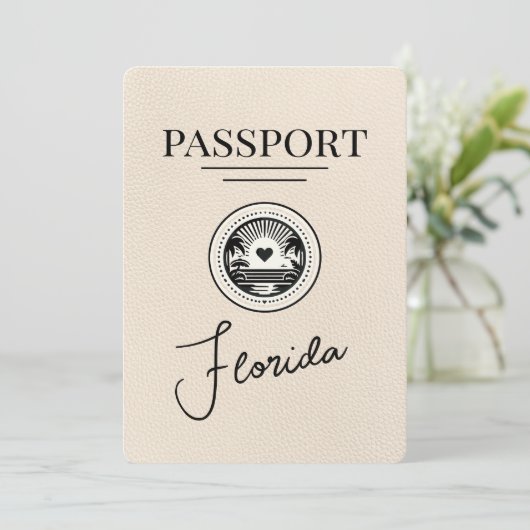 Ivoor Florida Passport Bewaar de datum Save The Date (Staand voorkant)
