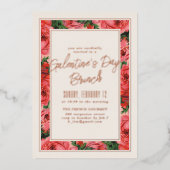 Ivoor Folie Roos Frame Galentine's Day Uitnodiging (Voorkant)