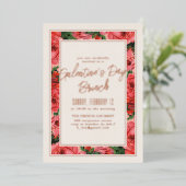 Ivoor Folie Roos Frame Galentine's Day Uitnodiging (Staand Voorkant)