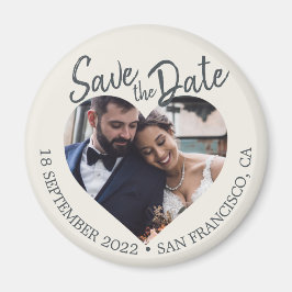 Ivoor Foto Modern Schuingeschrift Save the Date Magneet