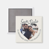 Ivoor Foto Modern Script Save the Date Magneet (Voorkant / Achterkant)