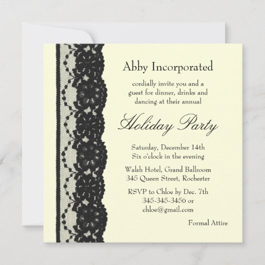 Ivoor French Lace Holiday Invitation (corp) Kaart (Voorkant)