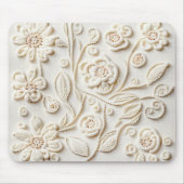 Ivoor geborduurd bloemontwerp muismat (Voorkant)