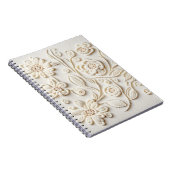 Ivoor geborduurd bloemontwerp notitieboek (Rechterzijde)