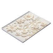 Ivoor geborduurd bloemontwerp notitieboek (Linkerzijde)
