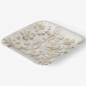  ivoor geborduurd bloemontwerp papieren bordje (Gebogen)
