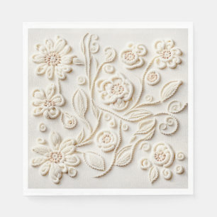  ivoor geborduurd bloemontwerp servet