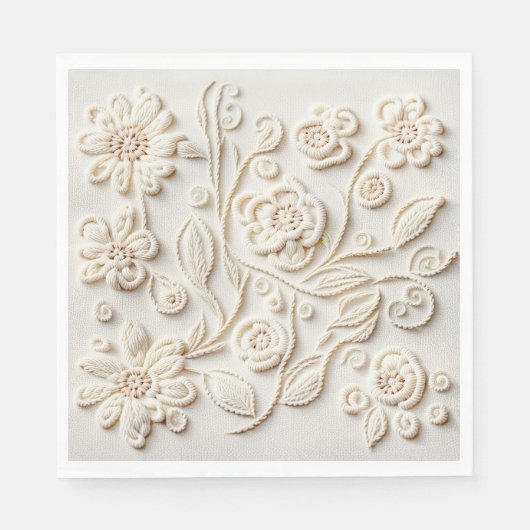  ivoor geborduurd bloemontwerp servet (Voorkant)