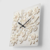 ivoor geborduurd bloemontwerp vierkante klok (Hoek)